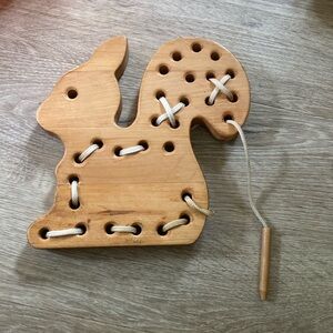 Wooden Squirrel sewing learning montessori toy